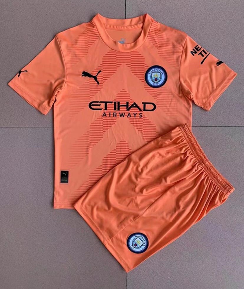 Kids-Manchester City 22/23 GK Orange Soccer Jersey